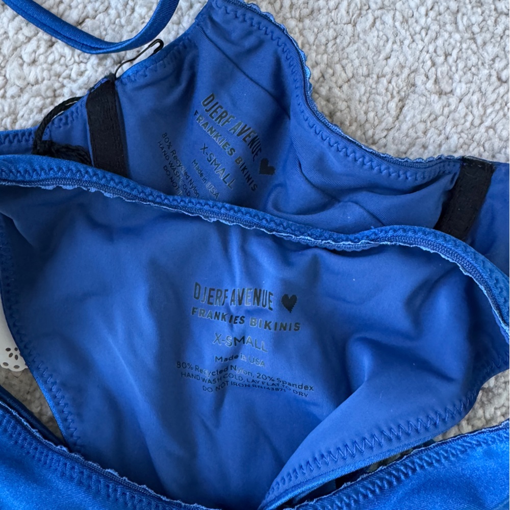 NWT Frankie’s Bikinis x Djerf Ave Deep Blue Bikini Set - Picture 4 of 4
